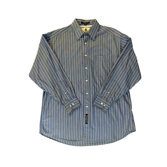 Tommy Hilfiger Dress Shirt Mens 15 1/2 32-33 Used Blue Striped - Picture 3 of 12